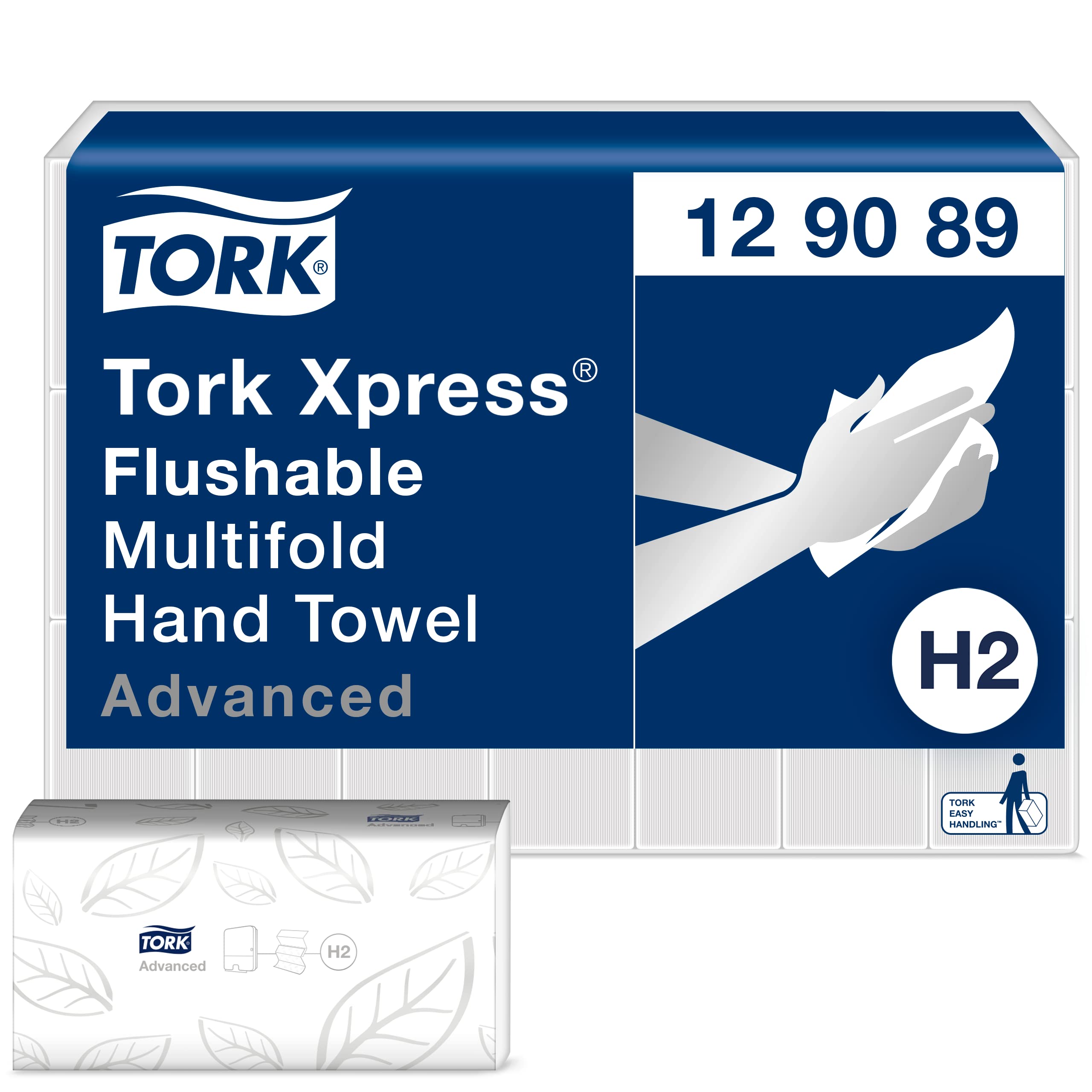 Tork Xpress weiche Multifold Papierhandtücher schnellauflösend 129089 - H2 Advanced Falthandtücher für Handtuchspender - saugfähig und reißfest, 2-lagig, weiß - 21 x 200 Tücher