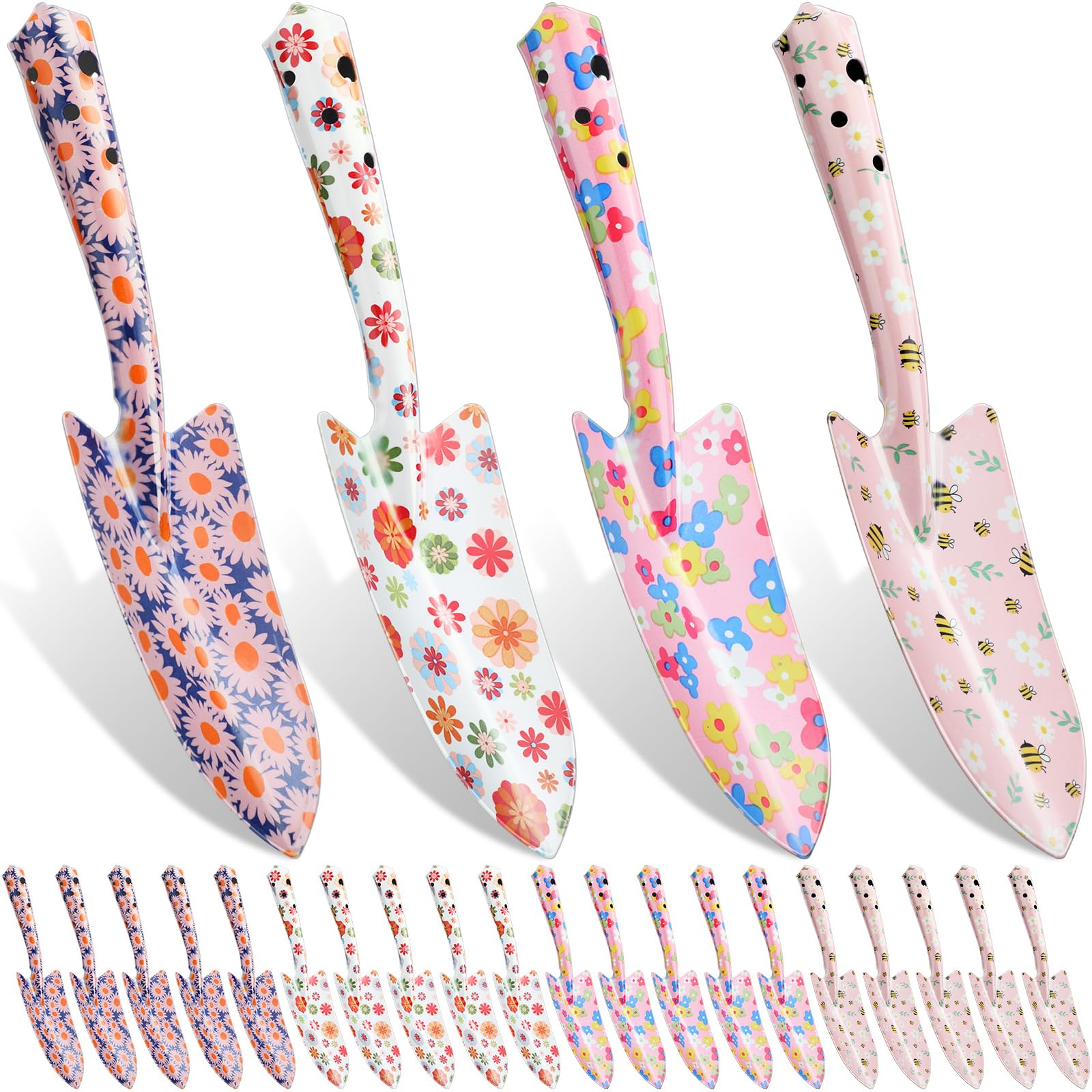 48 Pcs Floral Garden Shovels Bulk Gardening Gift, Pink Daisy