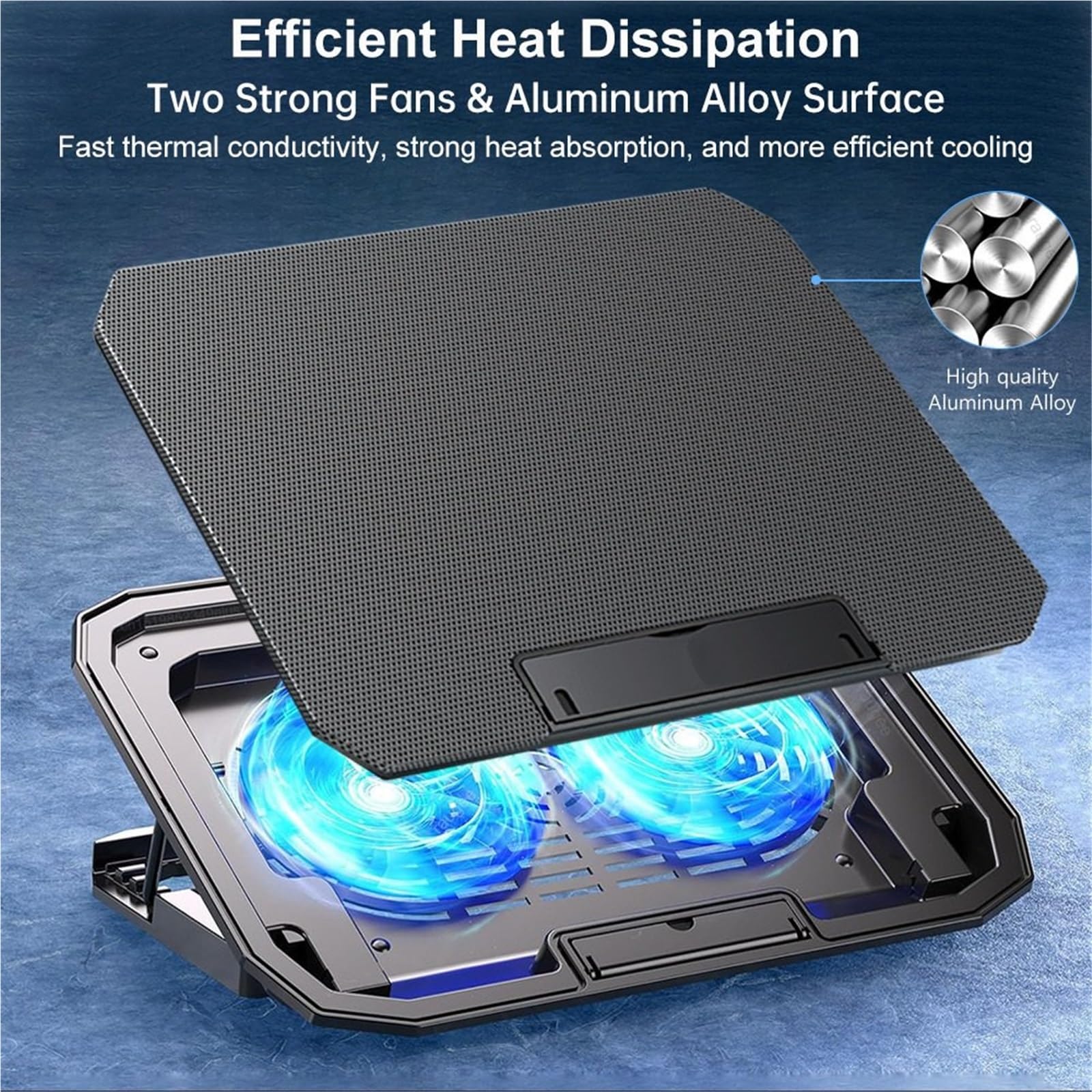 podstawka pod laptopa Chłodnica do laptopa do gier Podkładka chłodząca do laptopa Wind 2 wentylatory Radiator Podstawka pod laptopa Radiator wentylator chłodzący do laptopa(Silver)