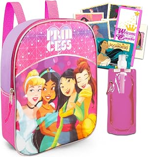 Disney Princess Mini Backpack Set - Bundle with 11" Princess Backpack for Girls, Disney Stickers, Water Bottle, More | Princess Backpack for School