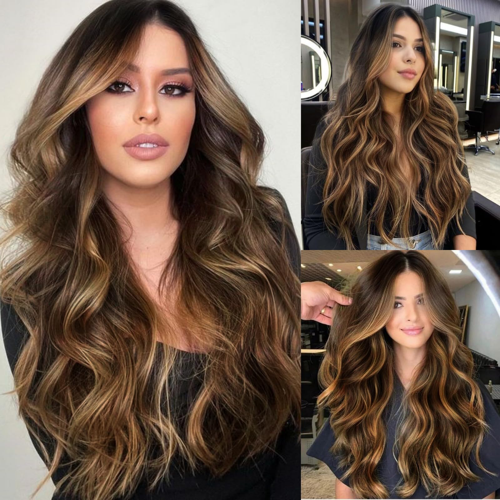 Long Layered Synthetic Lace Front Wig Heat Resistant Glueless Daily Party KOME Ombre Blonde Synthetic Lace Front Wig, T Part Glueless  main image 2