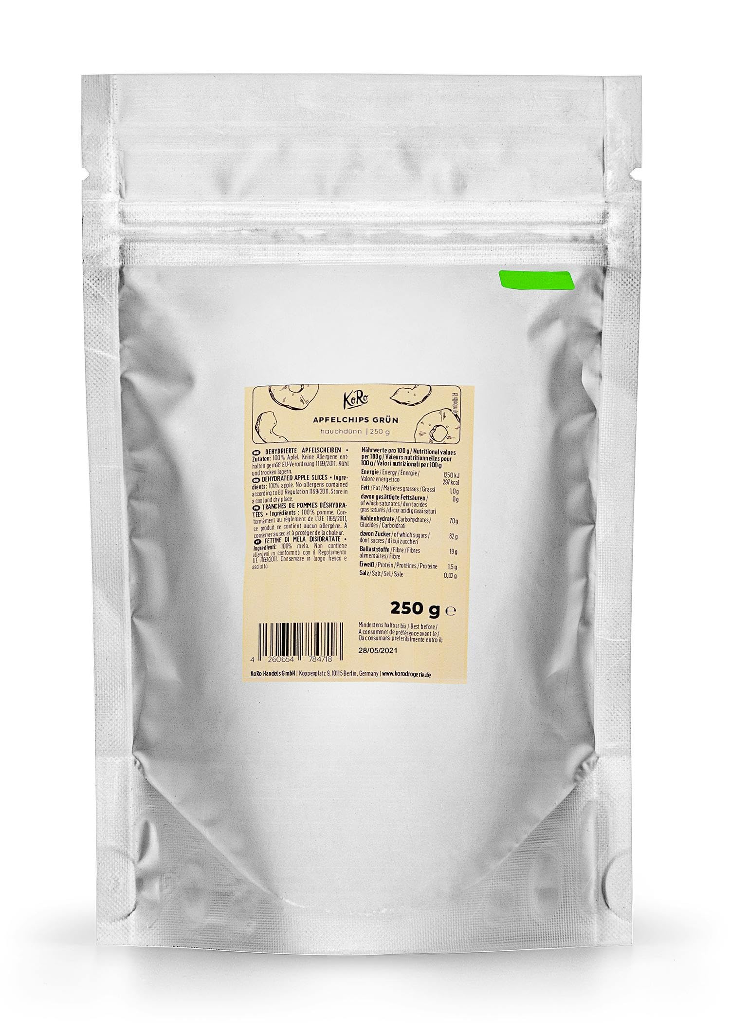 KoRo - Mela liofilizzata a pezzetti 500 g - 100% mela - snack naturale - croccante e dolce - nel porridge, sullo yogurt e in dolci