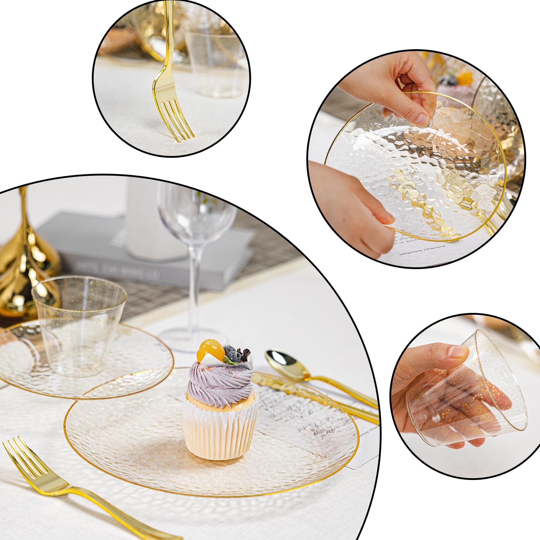 HOMIP Gold Glitter Dinnerware Set - 175 Piece -4 HOMIP Gold Glitter Dinnerware Set - 175 Piece -4