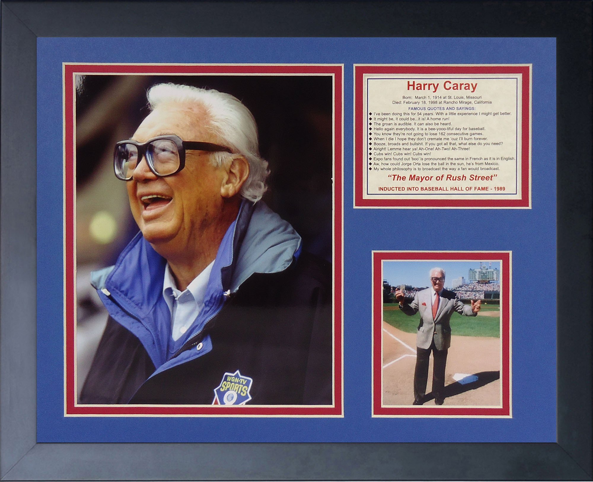 "Harry Caray Framed Photo Collage, 11 x 14-Inch