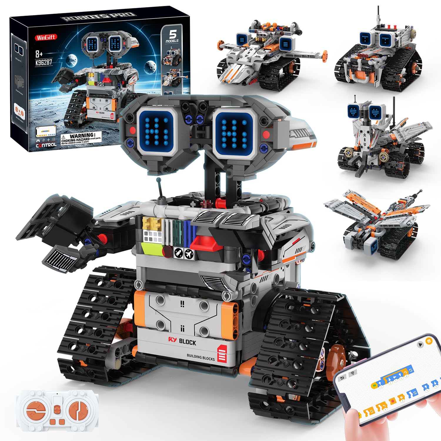 STEM Robot Building Kit for Kids, 5IN1 Remote & APP Controlled Set,RC Space Robot/Patrol Vehicle STEM Building Sets, Coding Robot Building Toy, Birthday Gifts for Boys Ages 8-14+ (676PCS)