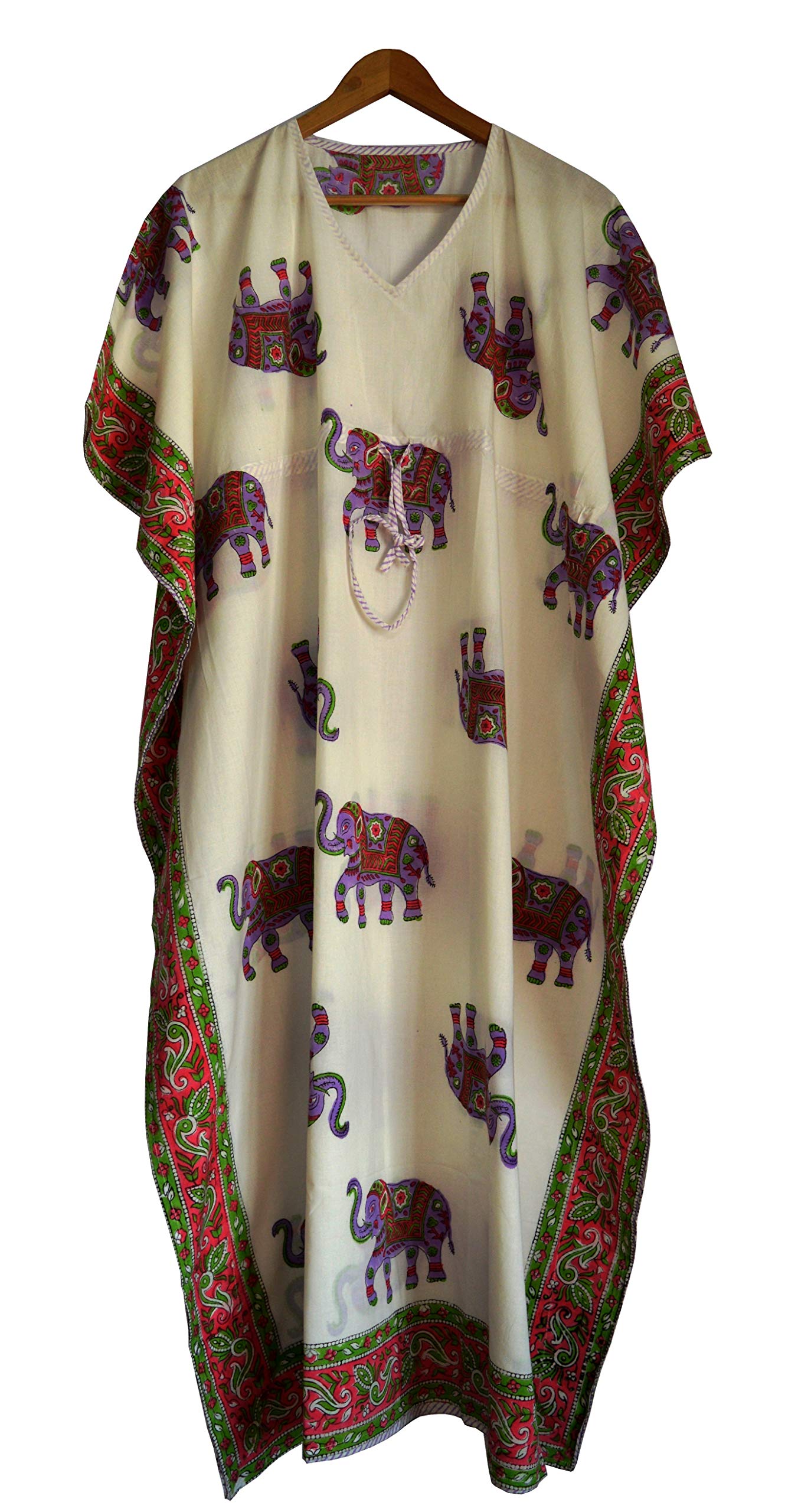 FABRIC VENUE ; A HOUSE OF INDIAN HANDICRAFTSFabric Venue Girls Hand Block Print Cotton Summer Wear Dress Caftan Dress Beach Wear Elephant Kaftan Multi Color