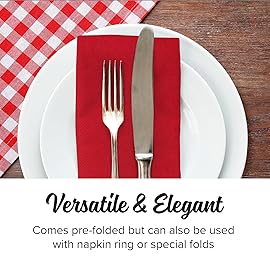 SimuLinen Red Linen Feel Disposable Dinner Napkins - Cloth-Like Kosher Napkins for Weddings and Showers, 16x16, Box of 300