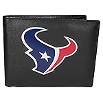 NFL Siskiyou Sports Mens Houston Texans Bi-fold Wallet Large Logo One Size Black,FBIL190