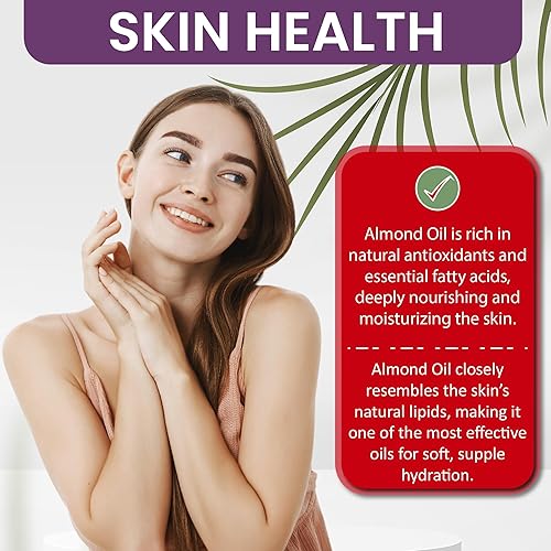 Miniatura 6 de Dr Joe Lab Aceite de almendras dulces para cabello, aceite de almendras dulces para piel, cuerpo, uñas, puro y natural prensado en frío, extra