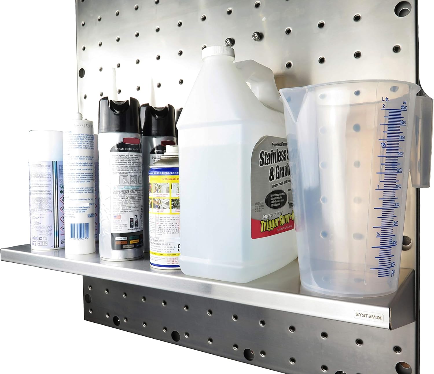 System X SVS 352 Stainless Steel Large Shelf for Pegboard, 25 Inches Long by 7 Inches Wide - - 