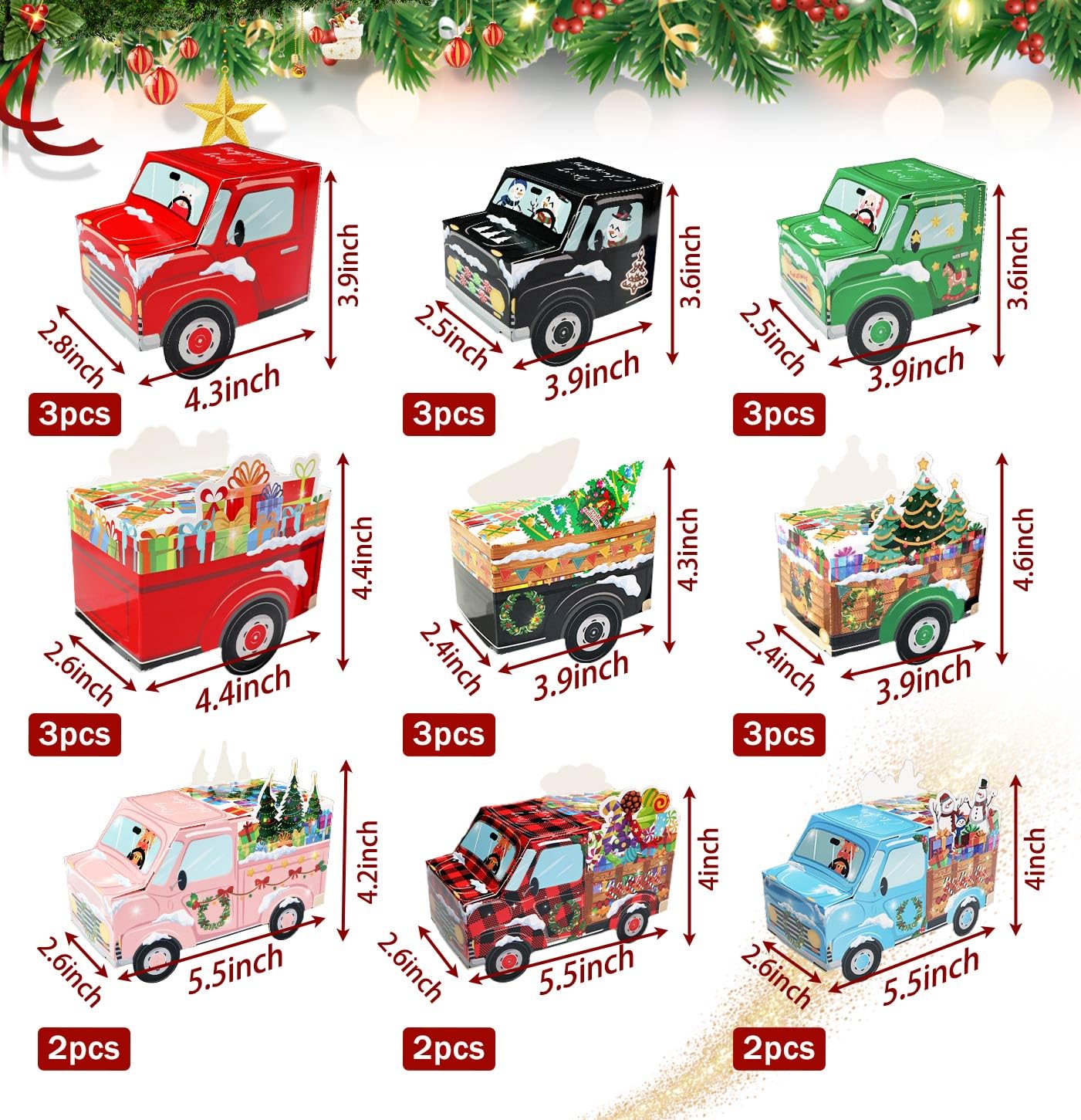 HEIPINIUYE 24 leere Adventskalenderboxen zum Selbstbefüllen, DIY leere Weihnachts-Countdown-Kalender 2025 befüllbare Adventskalenderbox für Kinder Erwachsene Xmas Truck Kalender Geschenkboxen
