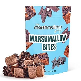 The Marshmallow Shop Marshmallow Bites Gourmet Fluffy Sweet Marshmallows, Assorted Flavors Candy Snack, Dessert Topping & Party Favors, Perfect for Baking & Treats Double Chocolate