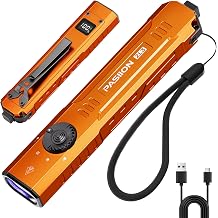 Rechargeable Flat EDC Flashlight, 1000 Lumens Tactical Flashlight with UV Light, Dual Switches, Digital Display, Waterproof Pocket Flashlight for Outdoor, Home & Emergency