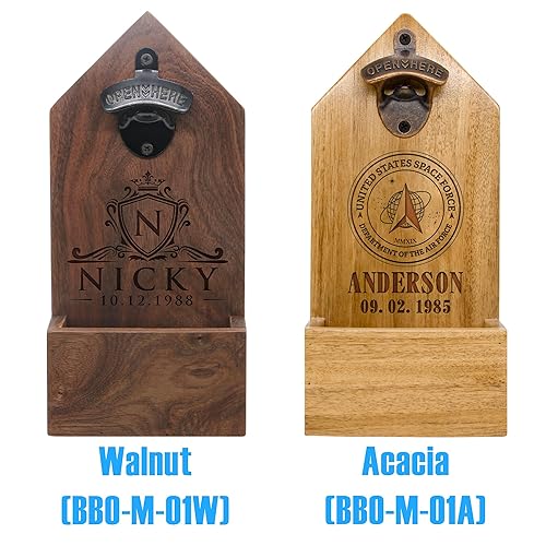 Miniatura 6 de Personalized Wooden Beer Bottle Opener Wall Mounted with Cap Collector for Military - An Ideal Gift for Beer Lovers, Dads, or Husbands on Father's