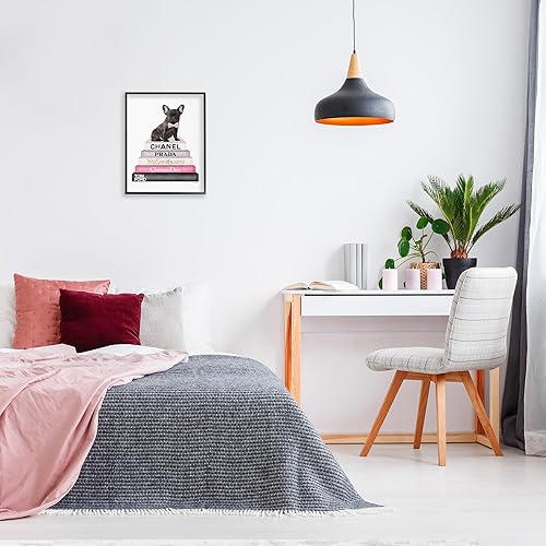 Vista 26 de Stupell Industries Pila de libros Moda Bulldog Francés