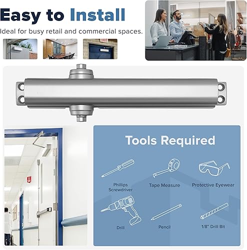 Miniatura 8 de Cierrapuertas comercial FH-8400 Bisagra de cierre de puerta automática estándar de grado 1 resistente - Cumple con ADA UL y CUL UL10C - Acabado