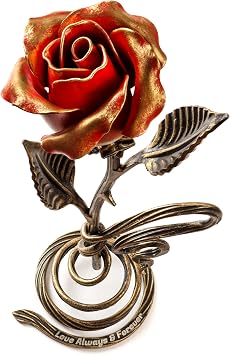Personalized Red Iron Rose - Custom Engraved Handmade Metal Flower