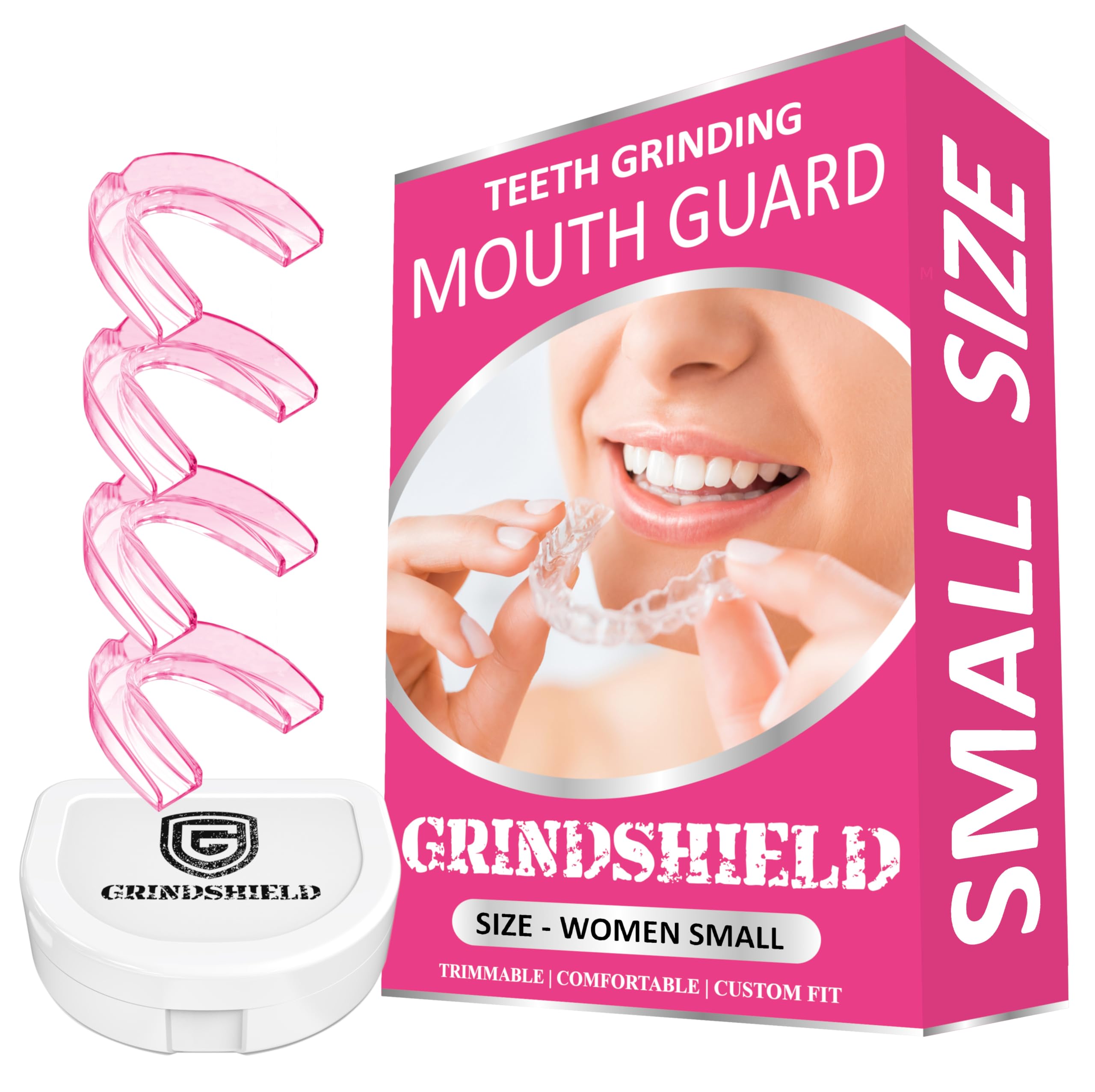 Bruxism Mouth Guard – Smaller Size, Moldable, Custom Fit - 4 Mouth Guards for Teeth Grinding & Case – Dental Guard, Nightguard for Teeth Clenching, Mouthguard for Sleep, TMJ Night Guard