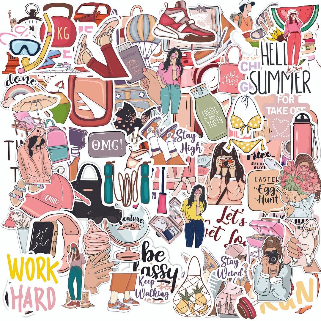 KREEPO Pack of 100 Cool Summer Theme Vinyl Self-Adhesive Sticker for Mobile Laptop and Water-Bottle (B0C45RSNKT) Amazon Price History, Amazon Price Tracker