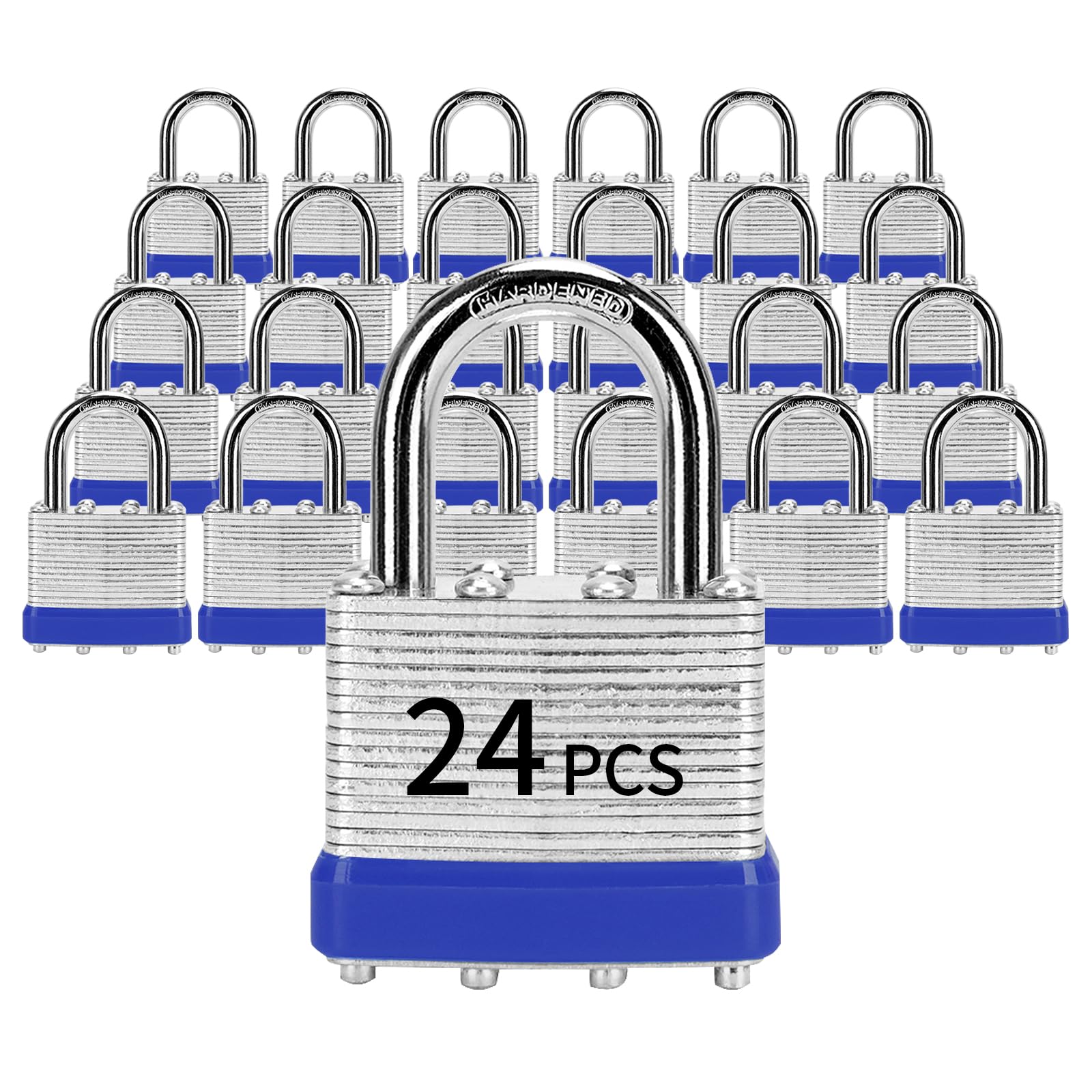 Candados con la misma llave, 24 candados laminados con llave (1-9/16 pulgadas, 40 mm), cerraduras con llave igual, grillete normal, para taquilla de almacenamiento, pestillo de cerrojo, caja de
