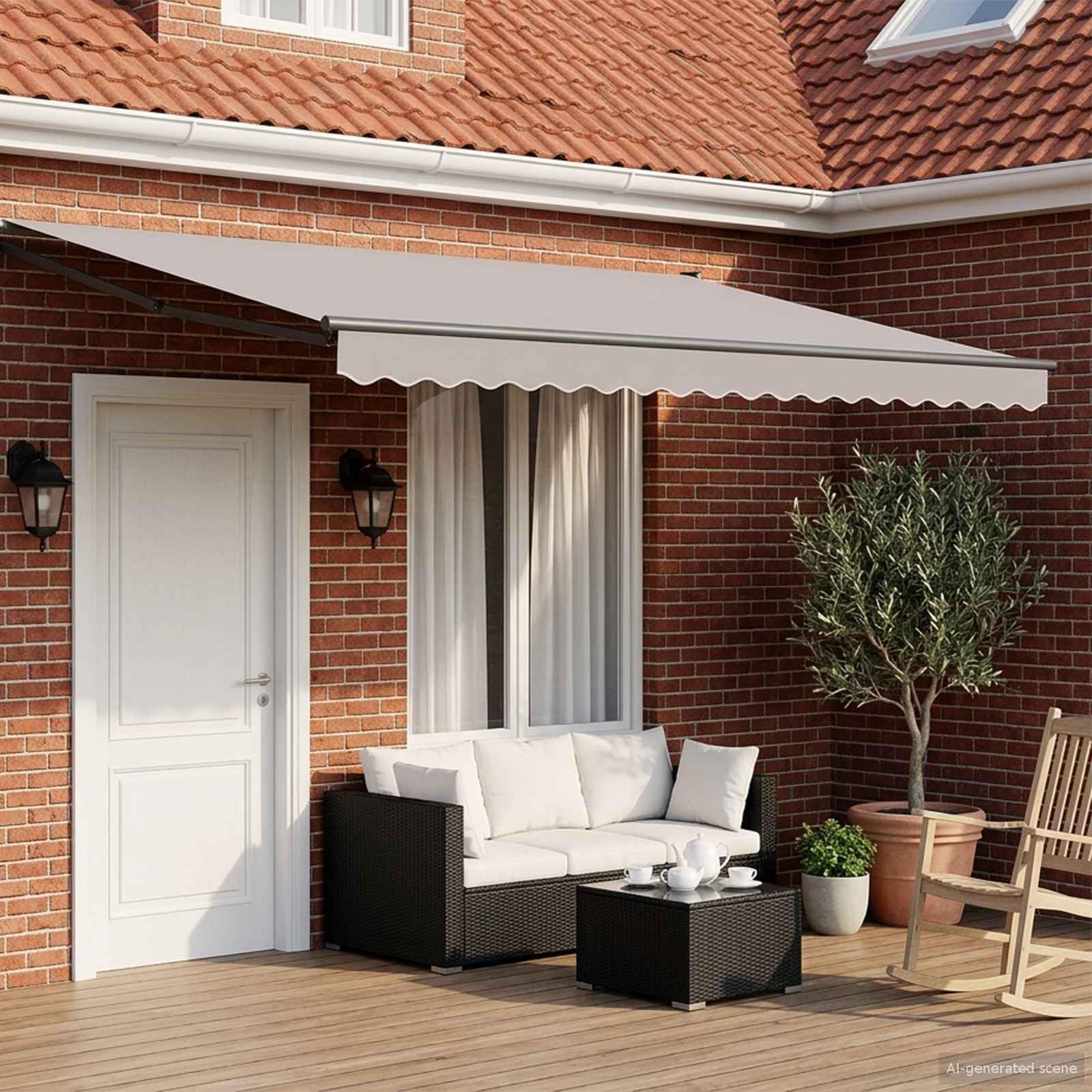 Cadre de Store rétractable électrique Anthracite 5 x 3 m en Acier avec Panneau Solaire télécommande manivelle pour ombrage extérieur Jardin terrasse Patio Protection Soleil