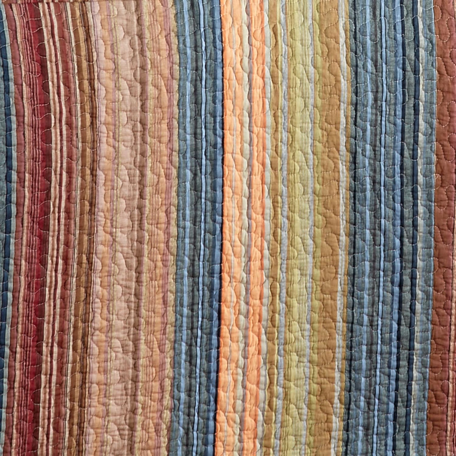 Katelin Quilted Bedding | Colorful Printed Stripes | Fits Twin or Twin XL Mattress | 7-Pc Set: Daybed Cover, 2 Bolster Shams, & 2 Bolster Inserts | Great for Dorm Rooms, Transforms a Bed into Seating