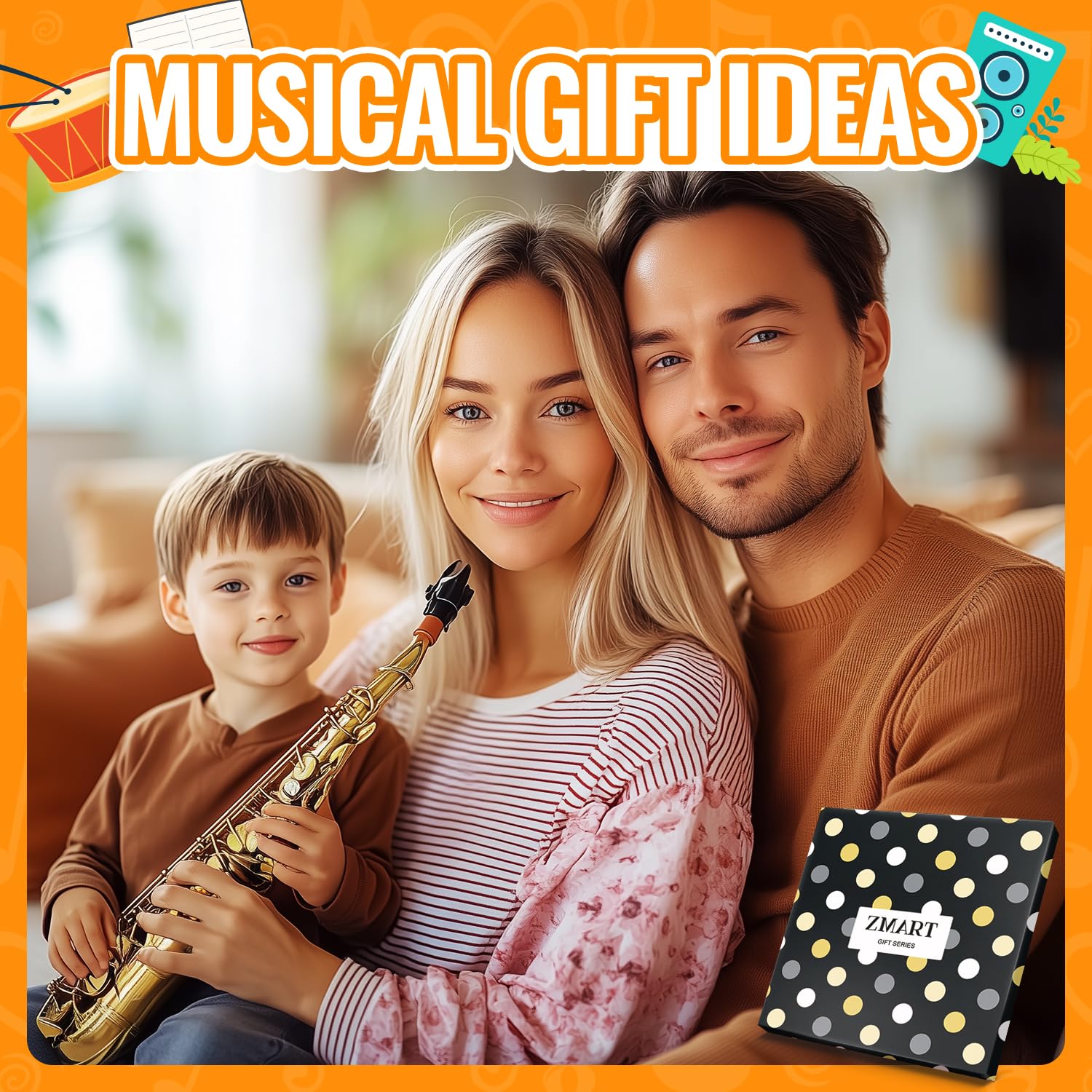 Zmart Music Gifts for Music Lover - Piano Guitar Saxophone Drum Socks for Player Musician
