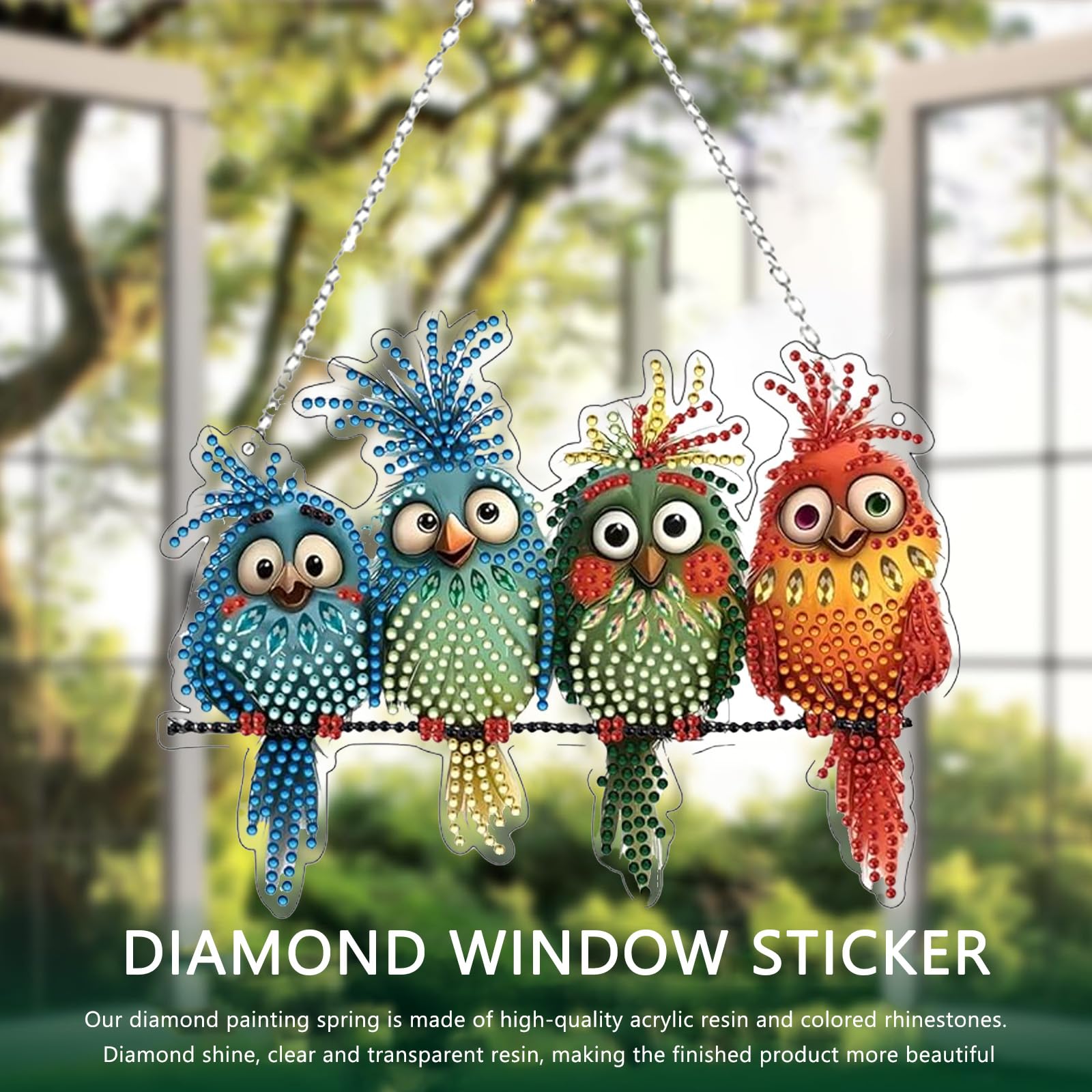 Diamond Painting Fensterbilder Schwarzer Hengst Mit Kette – Hängendes Ornament Bastelset Für Erwachsene, Schlüsselanhänger & Wanddeko