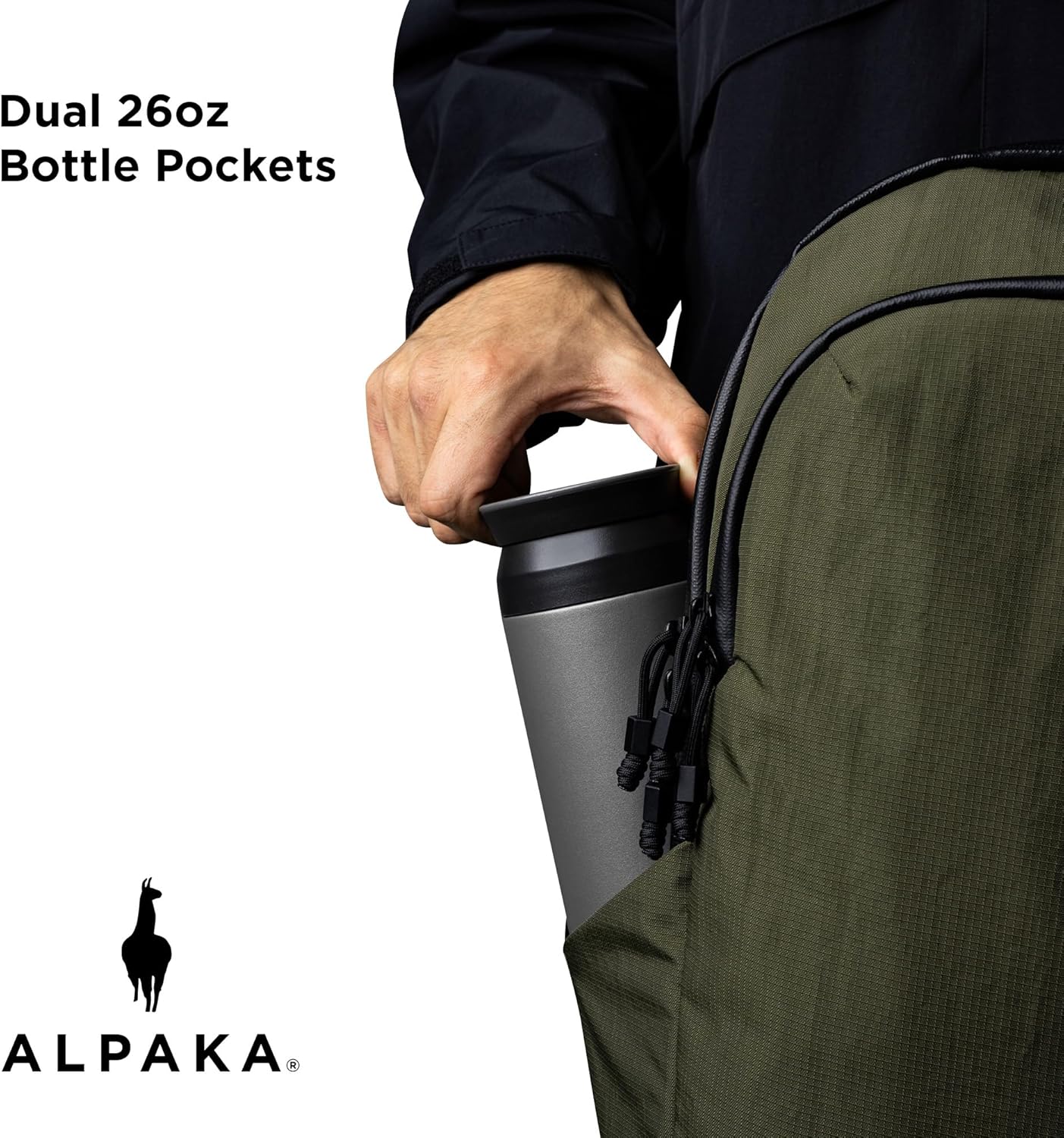 ALPAKA Bravo Backpack 23L - Laptop Backpack Fits 16 Inch Computers, Water Bottle Holders, Fleece Lined Protection, Business Commuter Bag, Weatherproof Green Axoflux Material