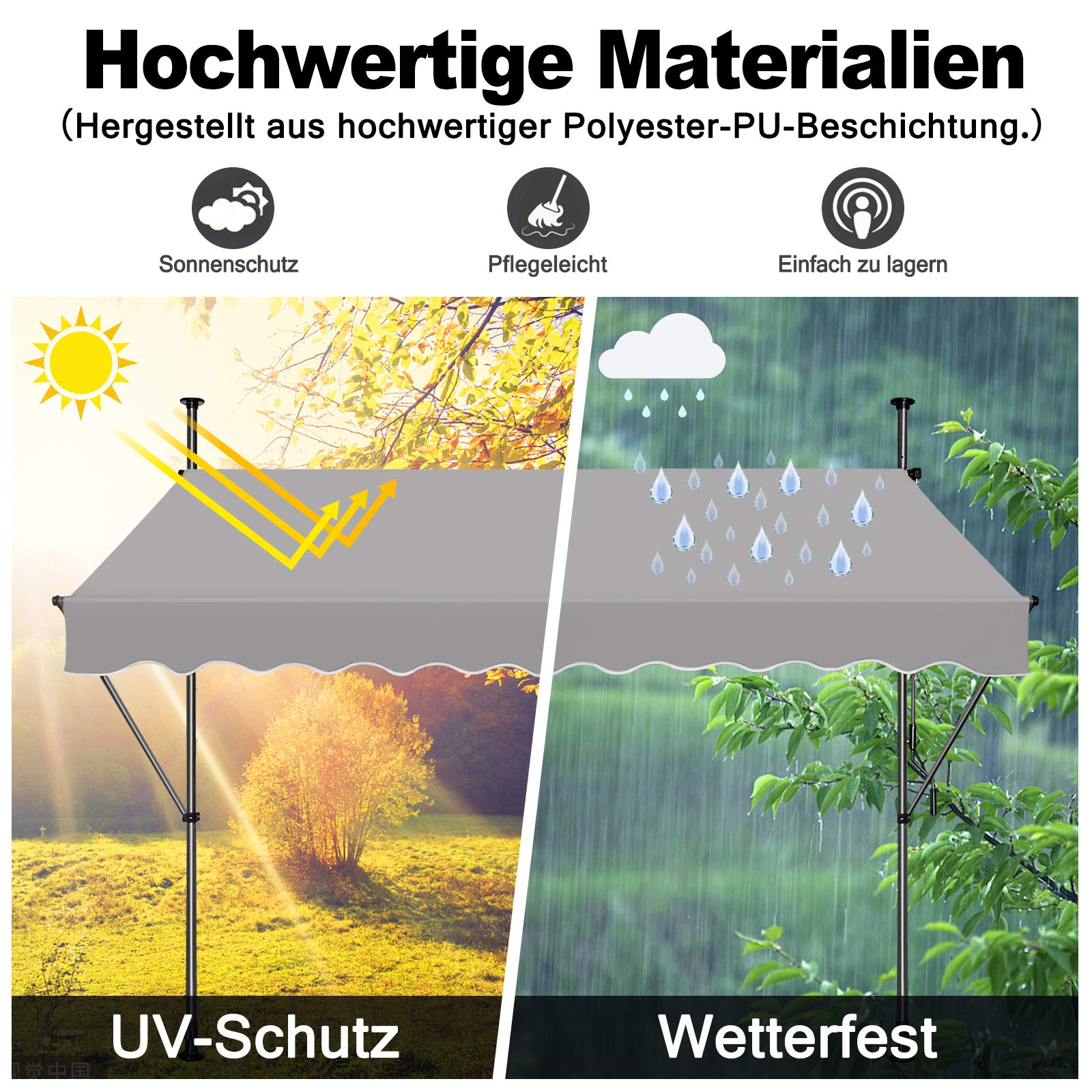 een - Intrekbare Luifel - Luifel - Luifel Zonnescherm - 300x120cm