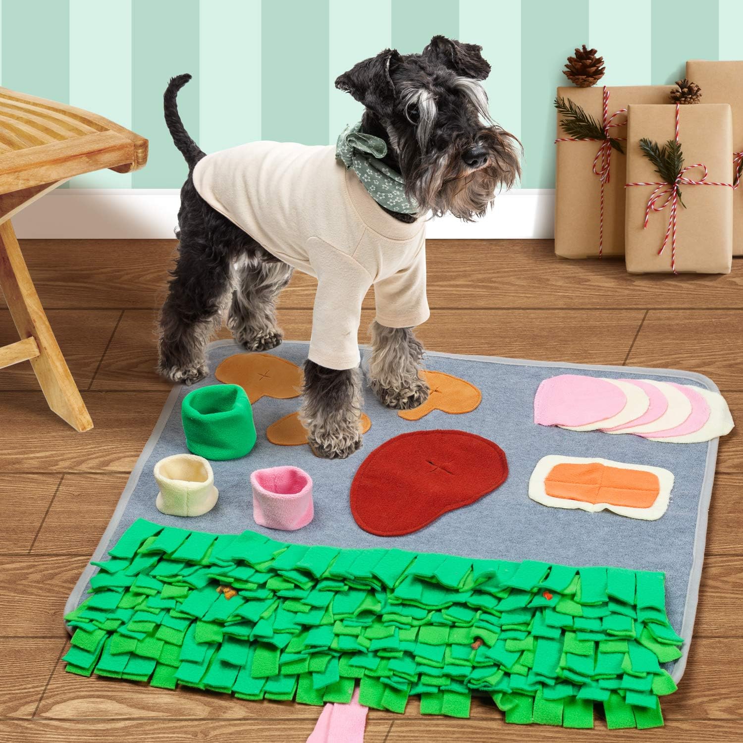 APCHFIOG Pet Snuffle Mat for Dog, Nosework Feeding Mat Training Play Mat Interactive Puzzle Toys Great for Stress Release (Grey)