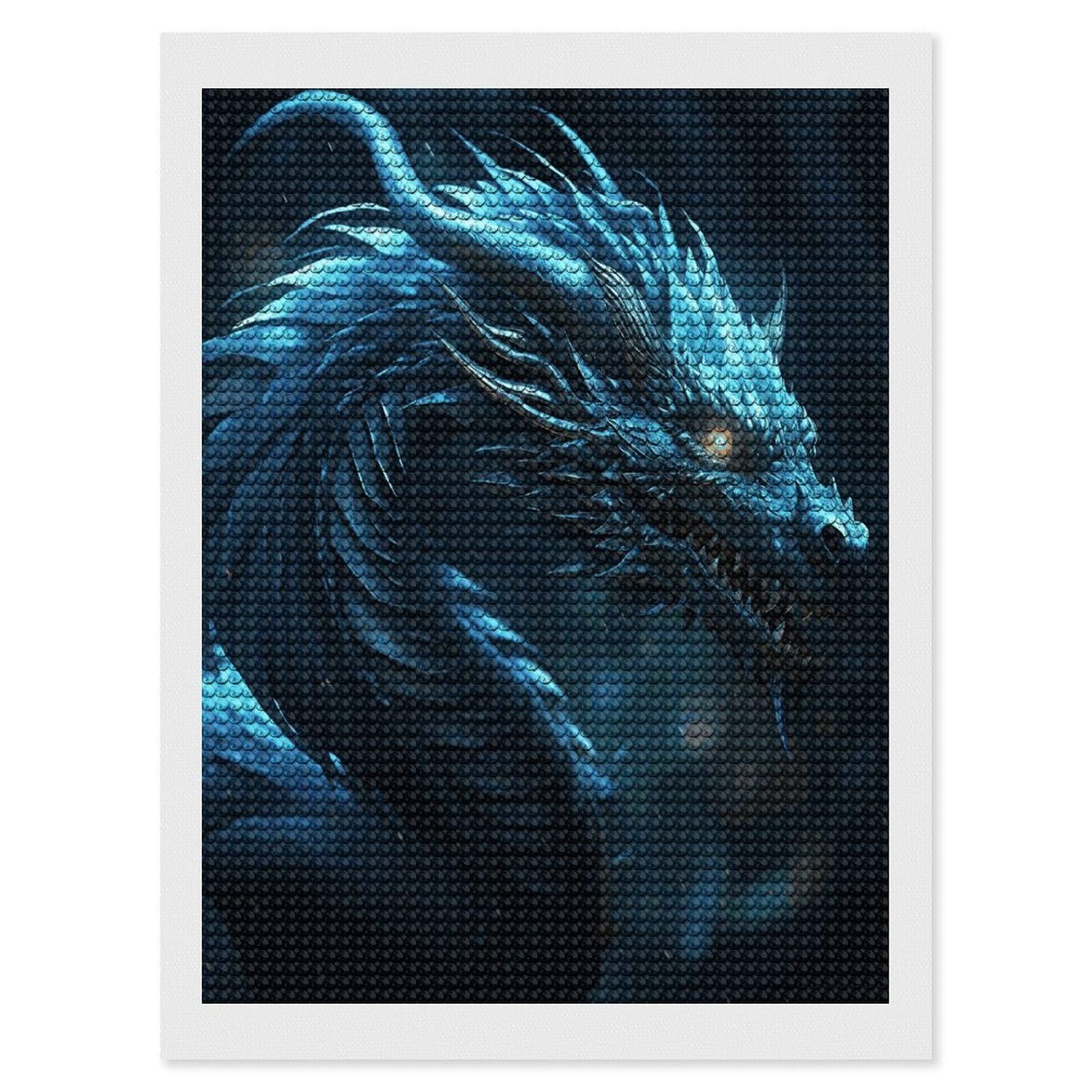 JTREHY Cyan Dragon Diamond Art Kits Personalized DIY Round Diamond Painting Kits for Beginner Full Drill Diamonds Dots Paintings for Adults Gem Art Crafts Home Decor