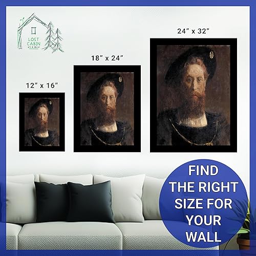 Miniatura 6 de Retrato de hombre renacentista de cabaña perdida por Benjamin Constant  Impresión en marco plano negro  Reproducción de pinturas de obras de arte