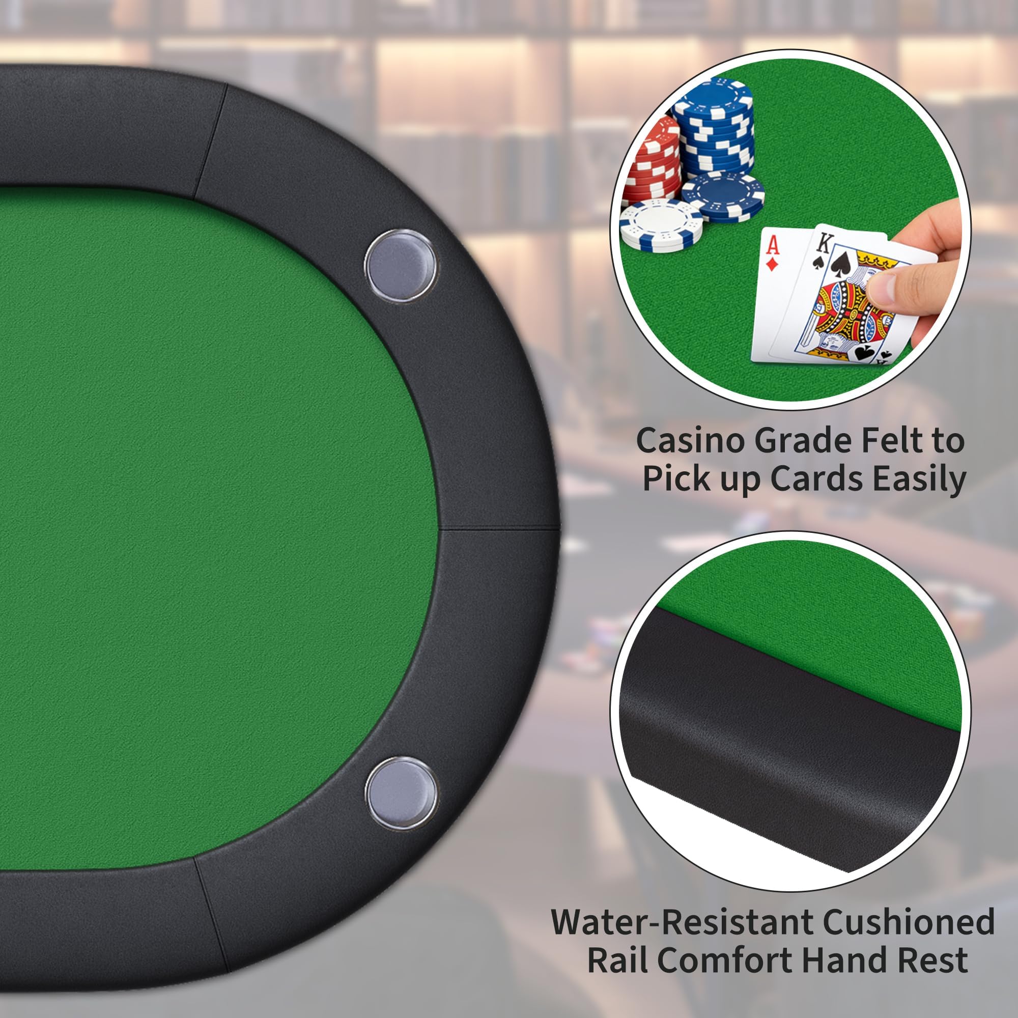 Garvee Tavolo Da Poker Pieghevole 8 Giocatori 180 cm Portatile Verde