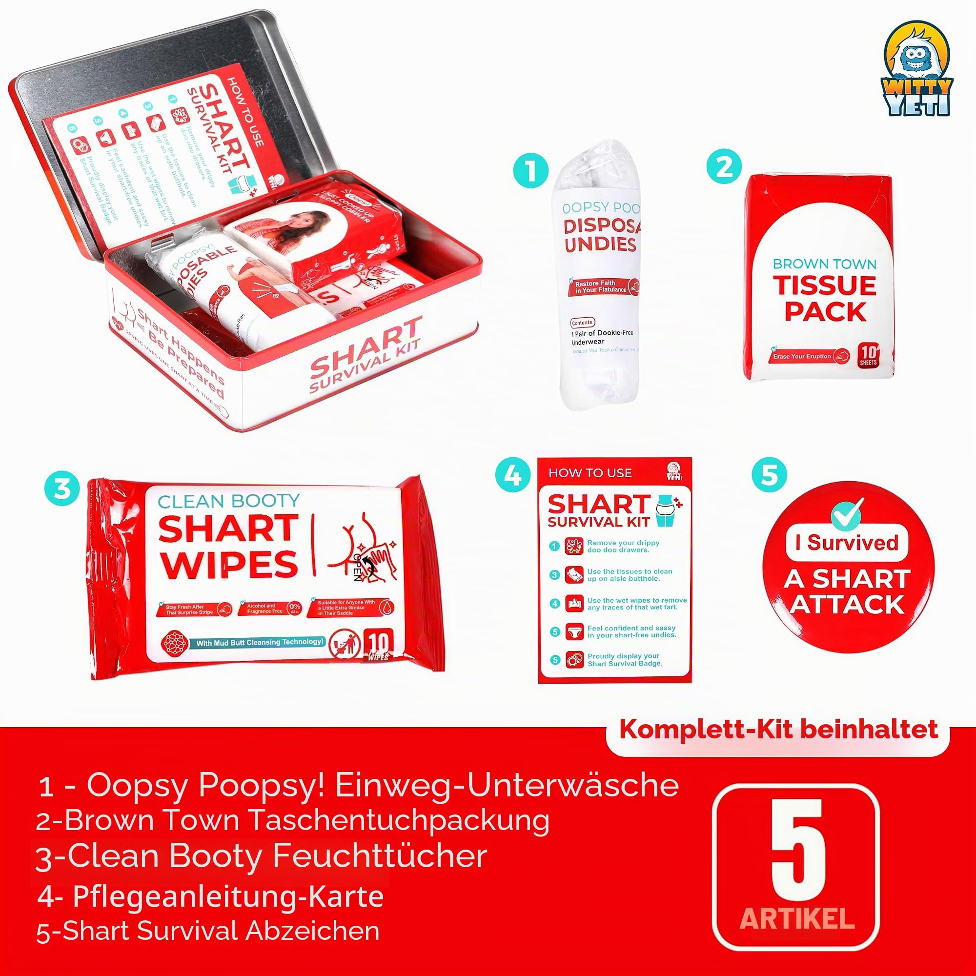 Ultimate Poop Strank Gag Geschenk-Set enthält nasse Getränke, Stoffe und lustige Marke. Neuheit Potty Pack perfekt für Freunde oder Familie