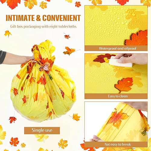 Miniatura 3 de 8 piezas de mantel de otoño de Acción de Gracias, hojas de arce, fiesta temática de otoño, calabaza, bayas, desechable, plástico, otoño, Acción de