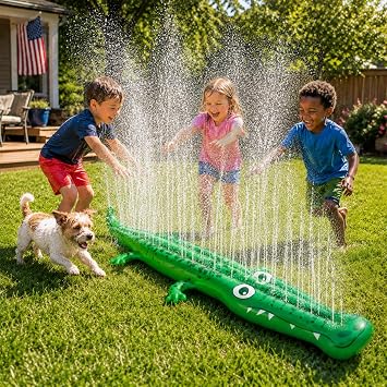 96" x 13" Extra Large Sprinkler for Kids,Outdoor Inflatable Sprinkler | Toddler Water Toy for Yard,Durable Summer Outside Splashing Water Spray Fun Toys for Lawn Garden Backyard