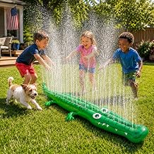 96" x 13" Extra Large Sprinkler for Kids,Outdoor Inflatable Crocodile Sprinkler Toddler Water Toy for Yard,Durable Summer Outside Splashing Water Spray Fun Toys for Lawn Garden Backyard