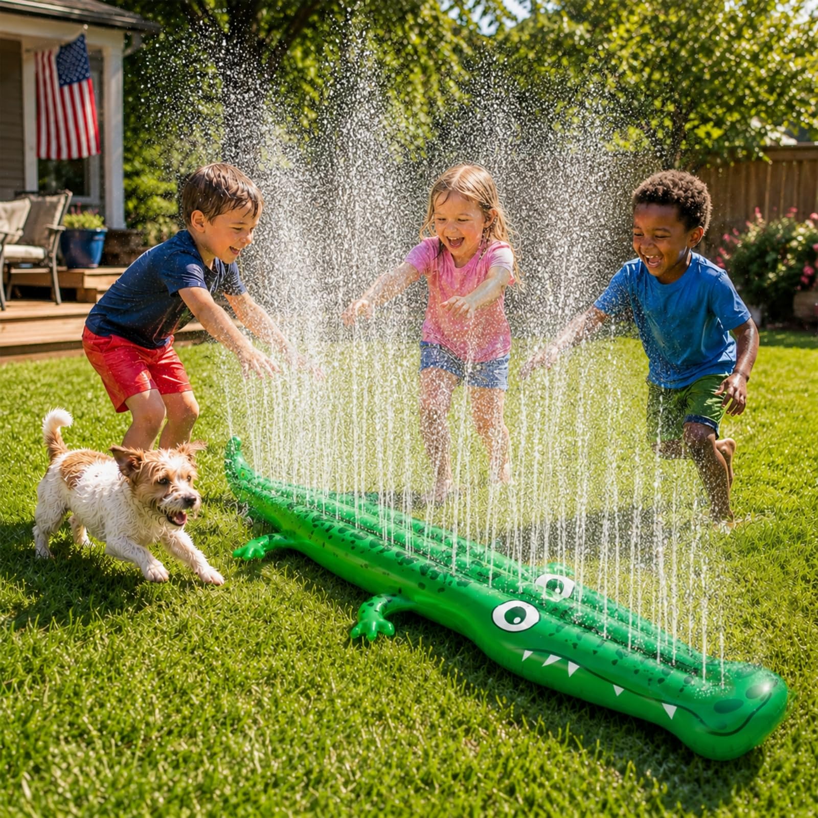 243,8 x 33 cm extra großer Sprinkler für Kinder, aufblasbarer Sprinkler für den Außenbereich | Kleinkind-Wasserspielzeug für den Hof, langlebiges Sommer-Spritzwasser-Spray, lustiges Spielzeug für Rasen, Garten, Hinterhof