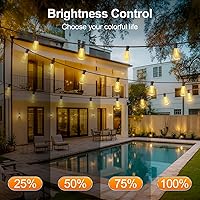 Vista 4 de Cadena de luces LED para exteriores de patio - 200 pies 60M luz impermeable exterior con control remoto regulable ST38 foco inastillable conectable