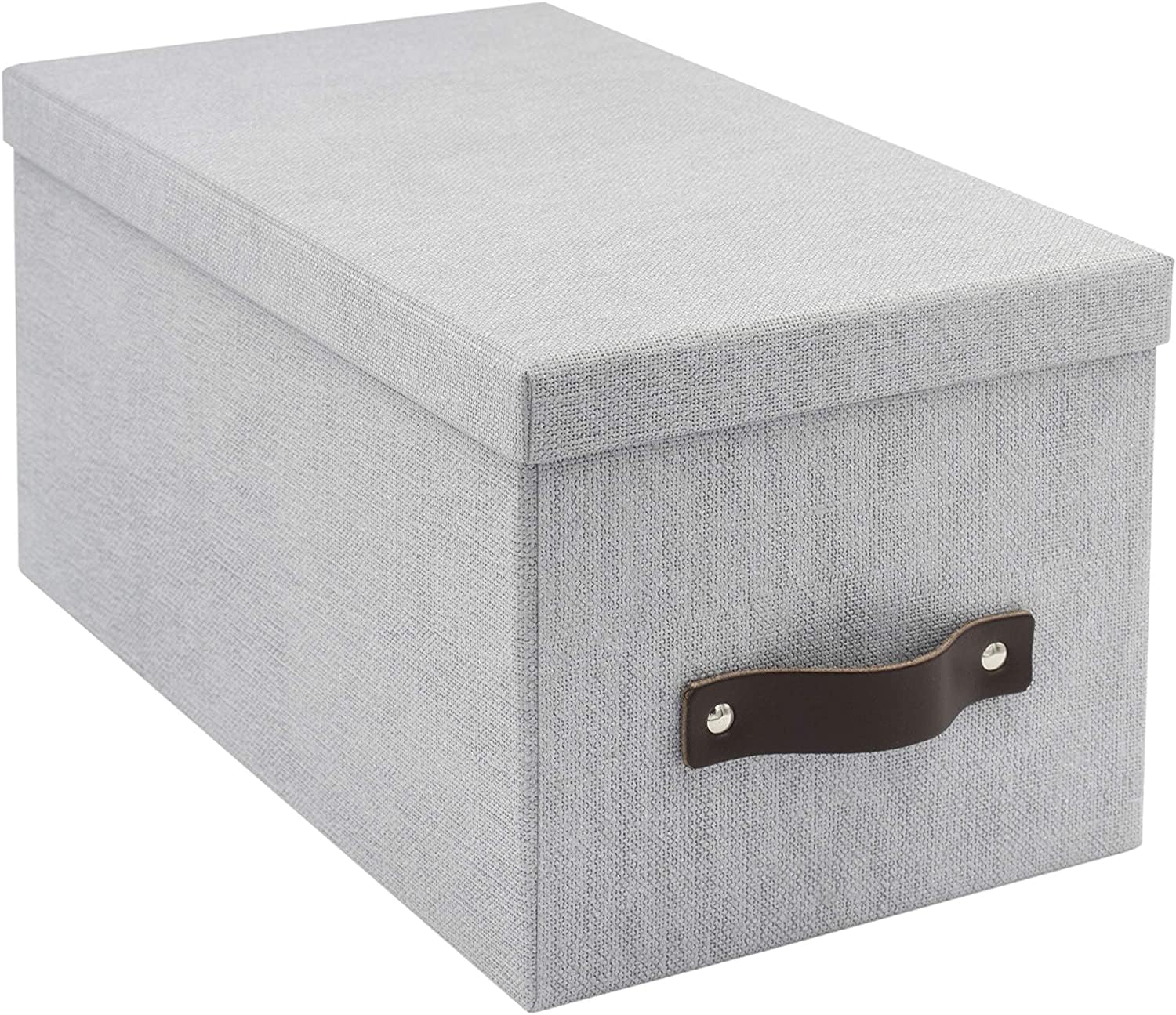 Bigso Box of Sweden Organizational Storage Box, Canvas-Embossed Paper-Laminated Fiberboard, Ash, 5.9 x 6.5 x 11.6 Inches