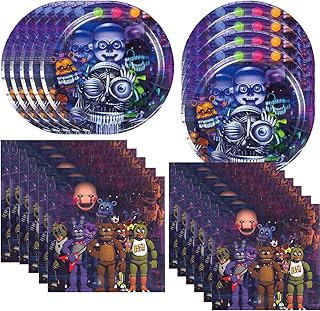 GYSIXGAOSU 40Pack Five Nights Party Supplies Party Supplies include 20 plates, 20 napkins for the Five Nights Party Supplies birthday party Decoration