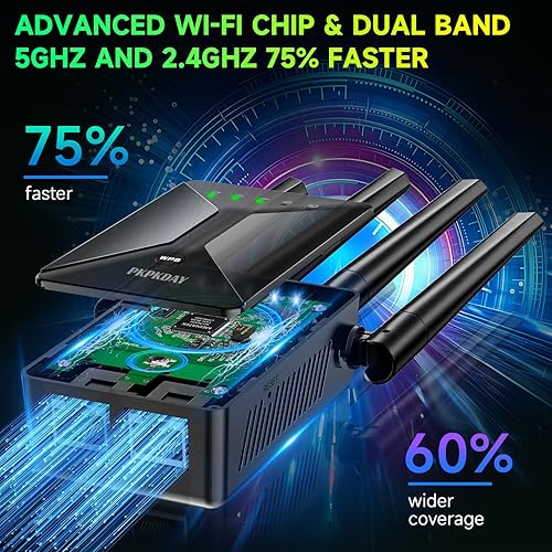 Miniatura 4 de WiFi Extender Signal Booster for Home -Cover Up to 12,000sq.ft, WiFi Repeater Supports 100+ Devices,Wireless Internet Signal Amplifier with Ethernet