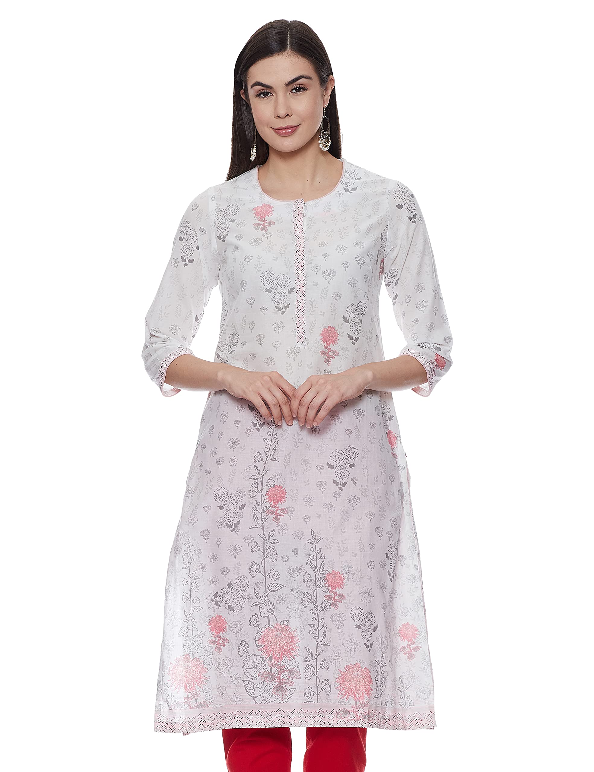 BIBAWomen's Cotton Straight Kurta