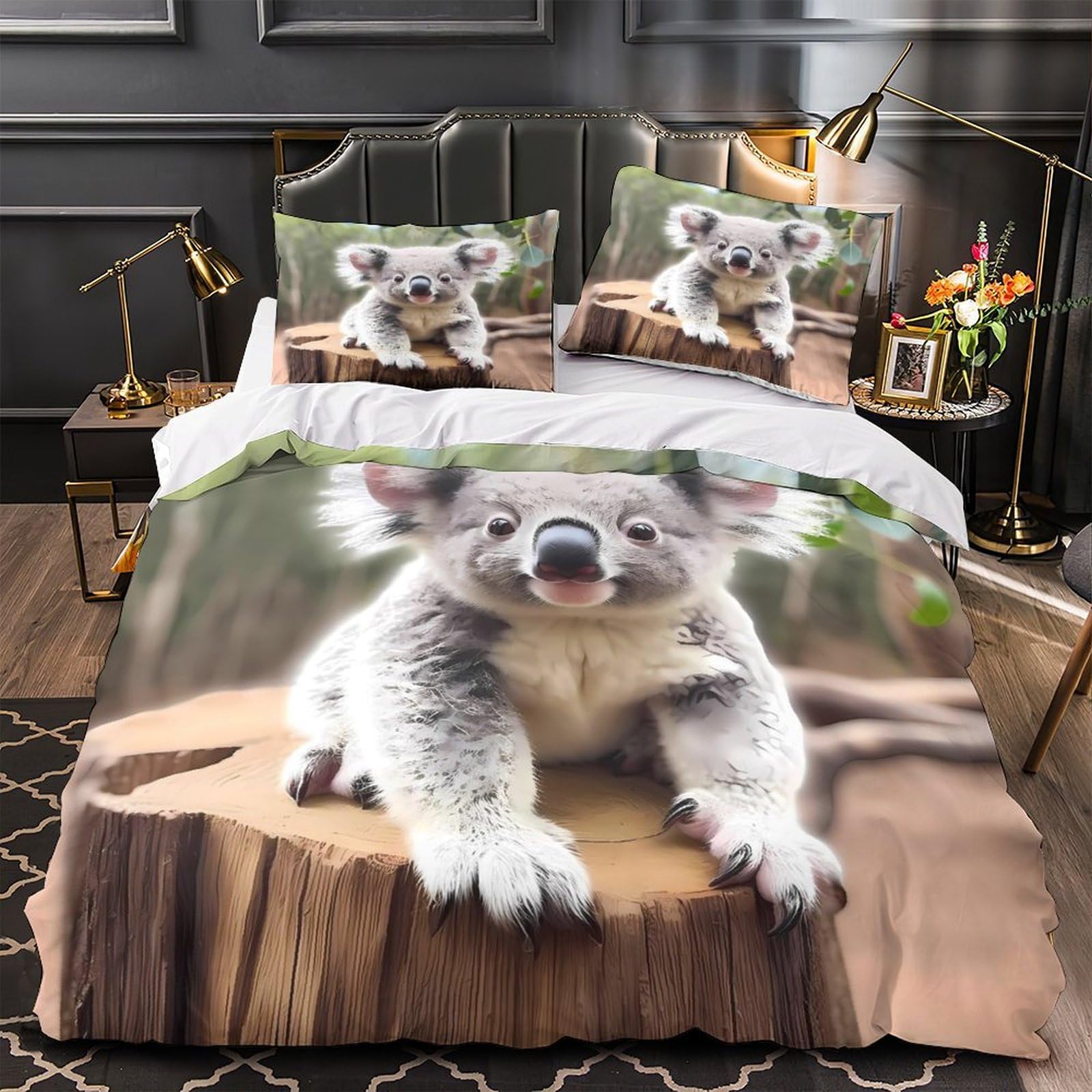 Ensemble de literie super douce motif koala sauvage 3D