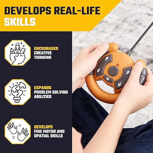 Miniatura 5 de Excavadora de juguete a control remoto para niños, mini excavadora RC de metal con baterías recargables adicionales, juguetes de construcción a