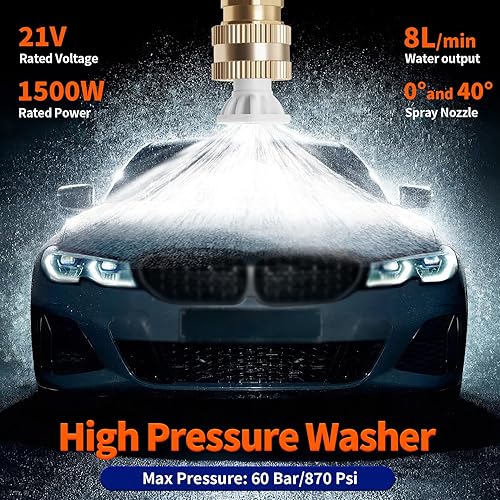 Miniatura 4 de Lavadora a presión portátil alimentada por batería, lavadora eléctrica inalámbrica para automóvil, 2 baterías Hidrolavadora Inalambrica de mano con