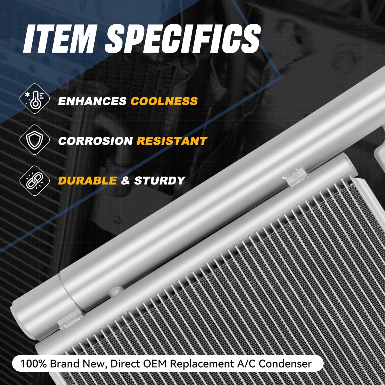 Auto Dynasty Air Conditioning A/C Condenser Compatible with 2007-2011 Toyota Camry, Aluminum AC Condenser Replacement DPI 3694, TO3030313