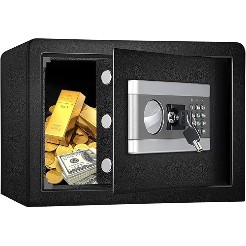 0.8 Cub Fireproof and Waterproof Safe Box, Digital Combination Lock Security Safe Box with Keypad LED Indicator, Home Safe for Cash Jewelry Guns Money Safe Cabinet (Black)