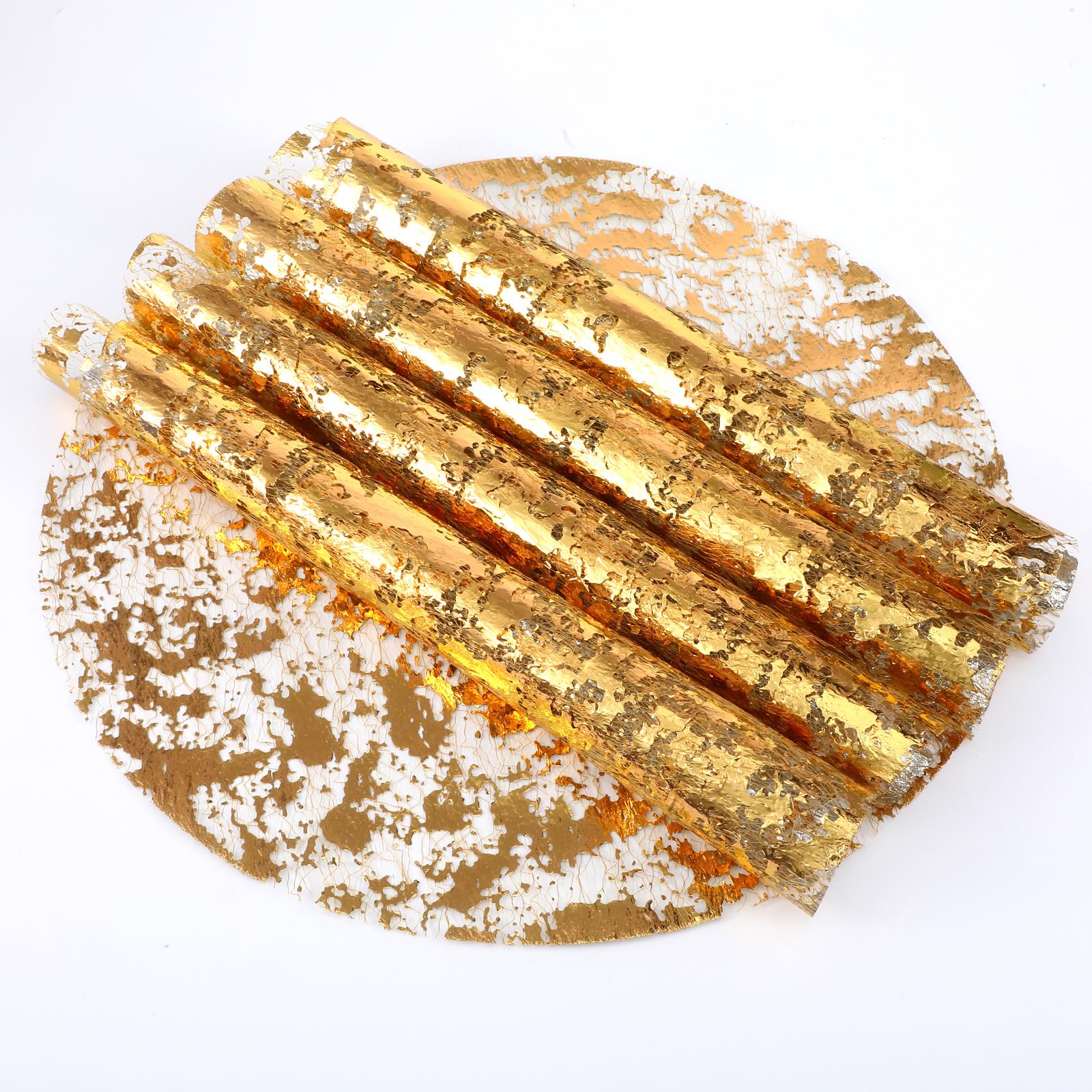 Photo 1 of 100 Pack Disposable Placemats, 13 Inch Gold Placemats Round Metallic Foil Mesh Table Mats for Wedding, Birthday Party, Holiday Dining Decor & Elegant Home Table Setting